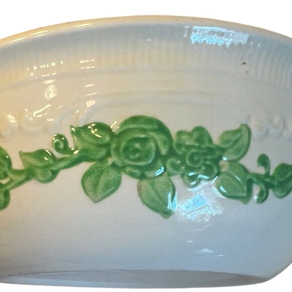Homer Laughlin Oven Serve 1 Qt Casserole Dish Green Floral Vintage Cottagecore - Picture 9 of 14